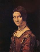 LEONARDO da Vinci Portrait de femme,dit a tort La belle ferronniere painting